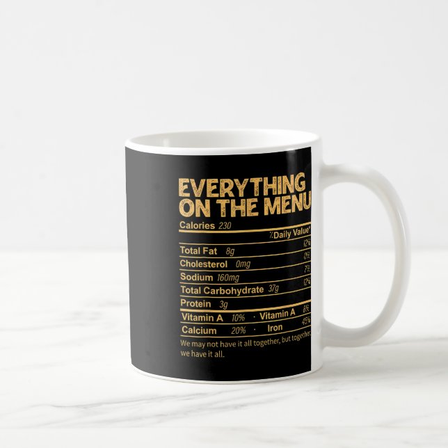 Mug Tout Sur Le Menu Nutrition Facts Thanksgivin (Droite)