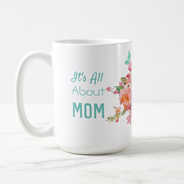 Mug Tout sur Maman Pink & Peach Flower (Gauche)