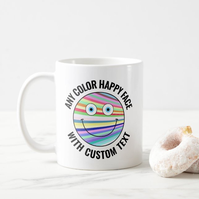 Mug Tout texte Arrière - plan couleur personnalisé, fa (Avec donut)