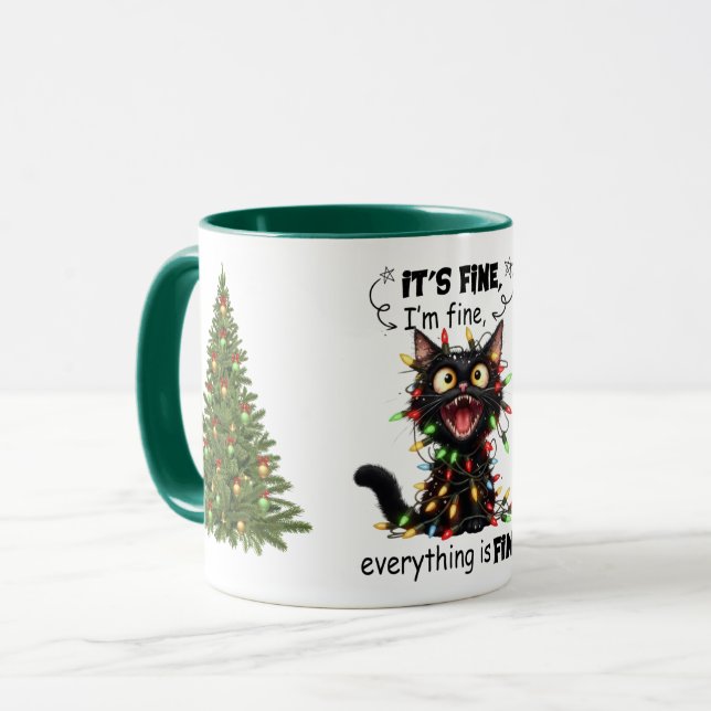 Mug Tout Va Bien Guirlandes De Noël Chat (Devant gauche)