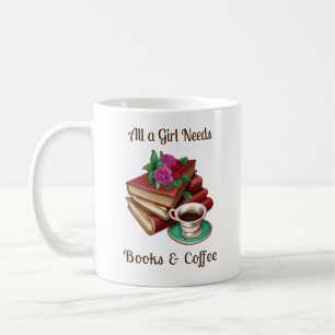 Mug Toutes les filles ont besoin Livres et café