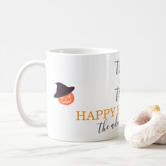 Mug Trace ou traitement Script moderne Halloween (Avec donut)