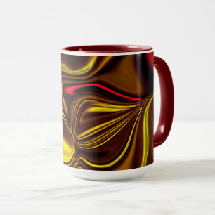 Mug Tracées courbes rouges et dorées sur arrière - pla