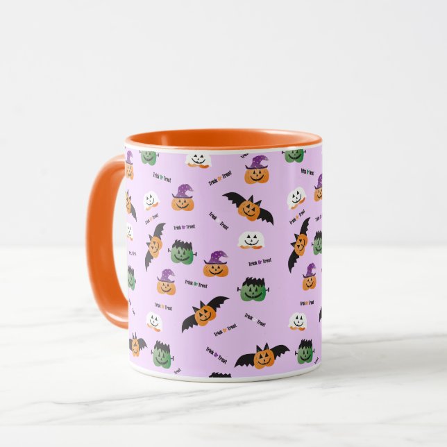 Mug Tracer Ou Traiter Citrouille Jack-o'-lantern Purpl (Devant gauche)