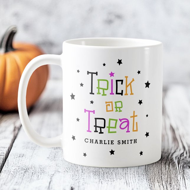 Mug Tracer ou traiter les étoiles de nom Halloween (Trick or treat name stars Halloween Coffee Mug)