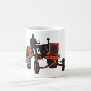 Mug Tracteur agricole rouge vintage Rétro agriculteur