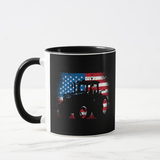 Mug Tractor USA Drapeau design pour Patriotic Farmer (Gauche)