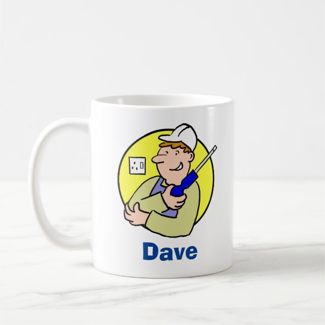 Mug Tradesman d'électricien avec nom (Gauche)