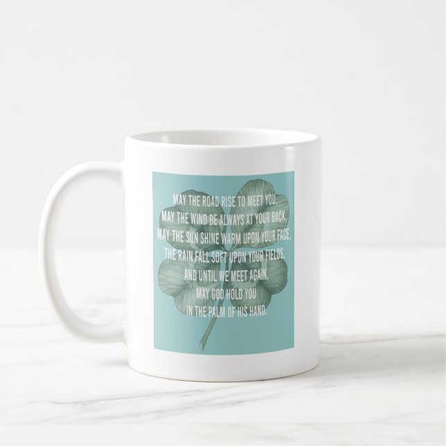 Mug Traditional Irish Blessing Four Leaf Clover Design (Gauche)