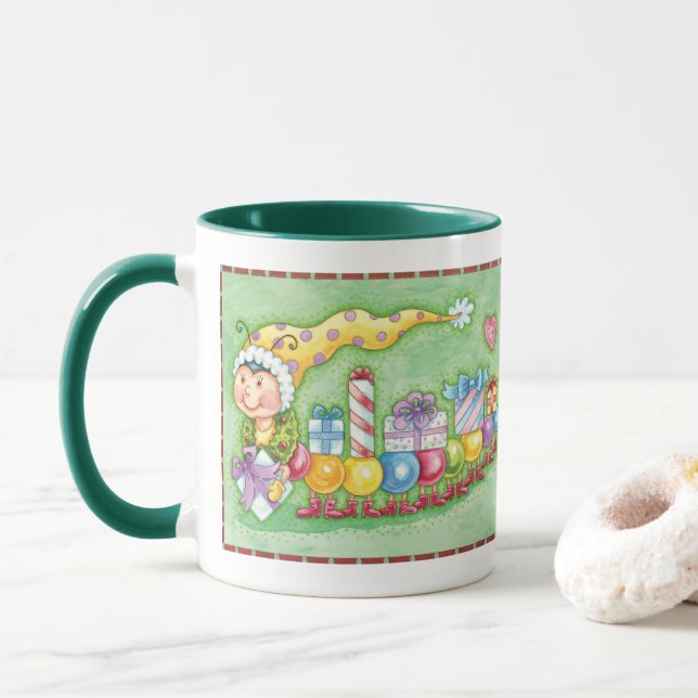 Mug Train à chenille de Noël avec présentoirs (Avec donut)