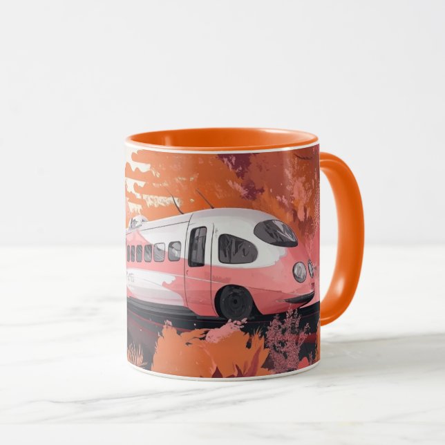 Mug train à grande vitesse traversant un paysage autom (Devant droit)