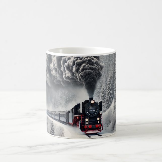 Mug Train à vapeur d'hiver - Locomotive Vintage classi (Centre)