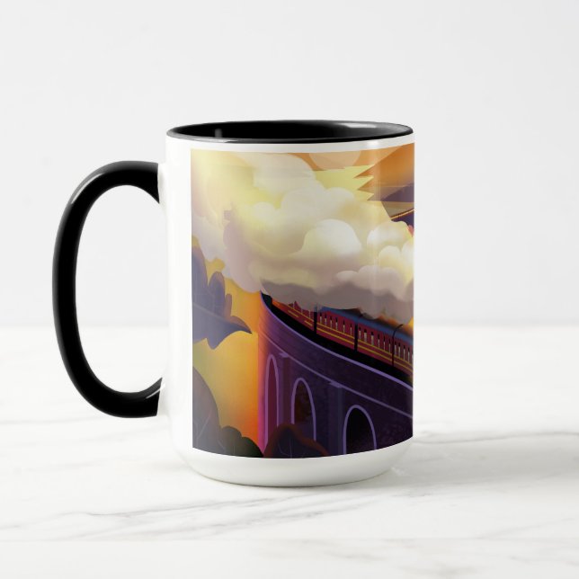 Mug Train à vapeur traversant un pont en Écosse (Gauche)
