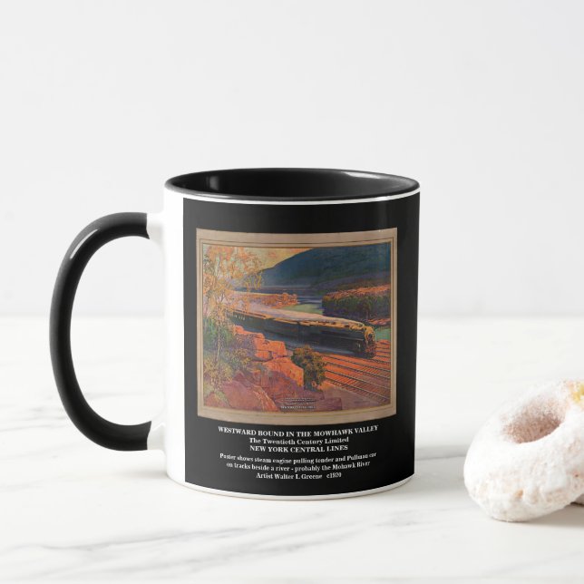 Mug Train à vapeur vintage peinture chemin de fer hist (Avec donut)
