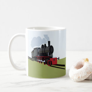 Mug Train à vapeur vintage sur une voie ferrée Art