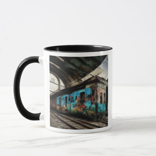 Mug Train abandonné avec Graffiti Urban Street Art (Gauche)