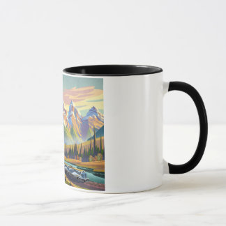 Mug Train de voyageurs en montagne