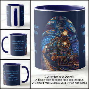 Mug Train Loco Moteur Sortie Tunnel Faux Mosaic 065