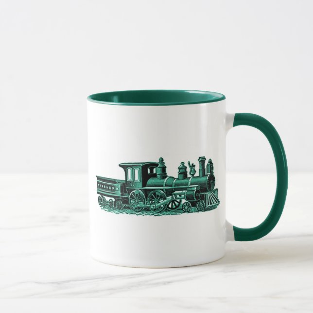 Mug Train vintage en vert (Droite)