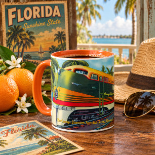 Mug Train Vintage Fleur d'Orange Spéciale Floride 1939