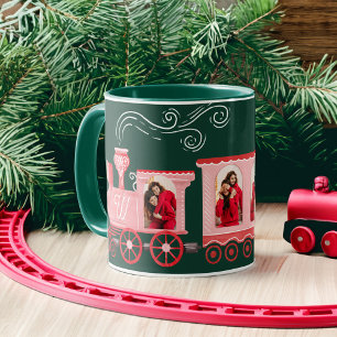 Mug Train Vintage rose Livraison de l'arbre de Noël
