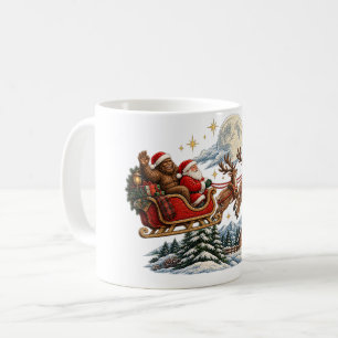 Mug Traîneau de Noël vintage de Bigfoot avec le Père N