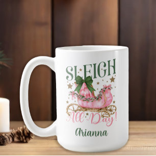Mug Traîneau rose girly festif tout Noël 