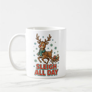Mug Traîneau toute la journée Renne vintage Noël Rétro