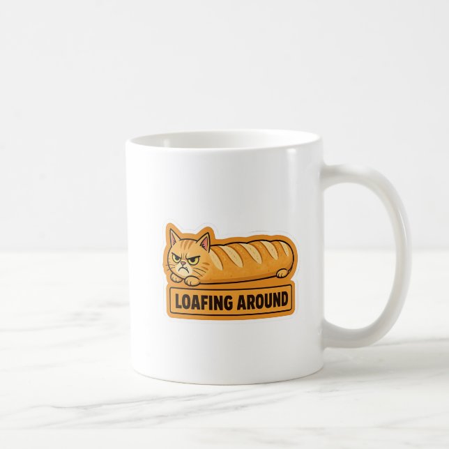 Mug Traîner à ne rien faire Chat Pain Drôle  (Droite)