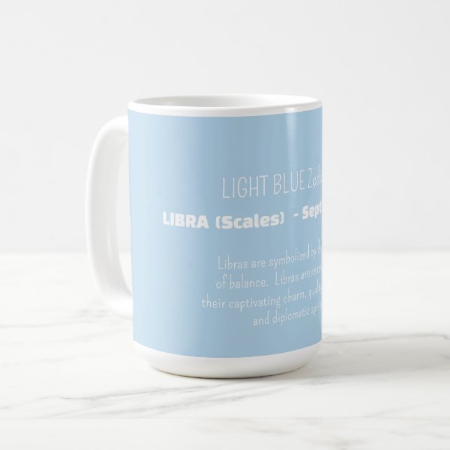 Mug Traits de personnalité du signe du zodiaque LIBRA (Devant gauche)