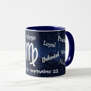 Mug Traits de signe de Vierge d'horoscope noirs et