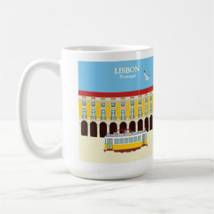 Mug Tramway jaune de Lisbonne style vintage