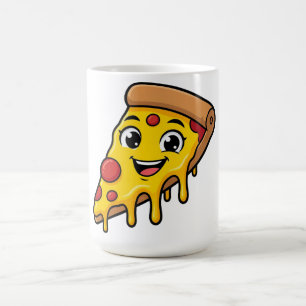 Mug Tranche de pizza drôle et heureuse avec fromage ex