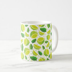 Mug Tranches de chaux et Feuilles verts Motif sans cou