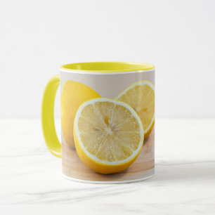 Mug Tranches de citron jaune Photographie de nourritur