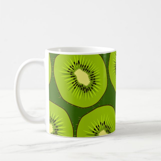 Mug Tranches de fruits Kiwi : vert foncé. (Gauche)