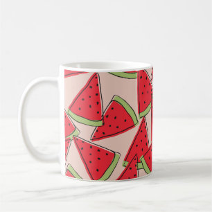 Mug tranches de pastèque avec arrière - plan rose sans