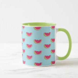 Mug Tranches de pastèque sur Motif Turquoise