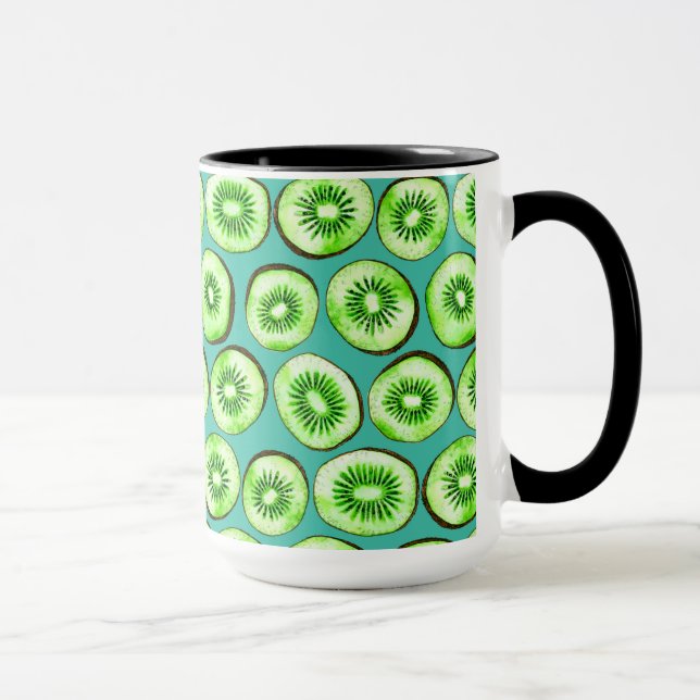 Mug Tranches Kiwi sur turquoise (Droite)