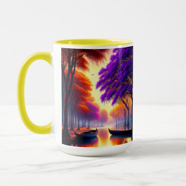 Mug "Tranquillité de la dérive : Canoës sous Jacaranda (Gauche)