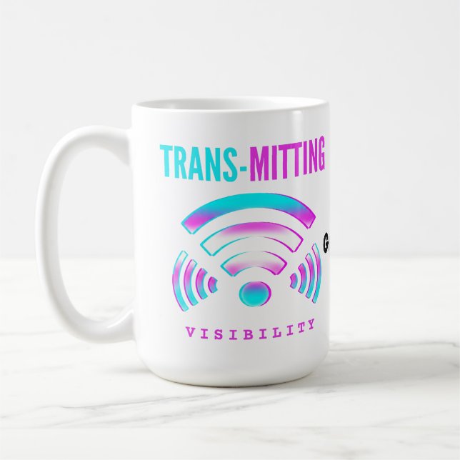 Mug Trans-mitting Visibility Modern Glitch Transgender (Gauche)