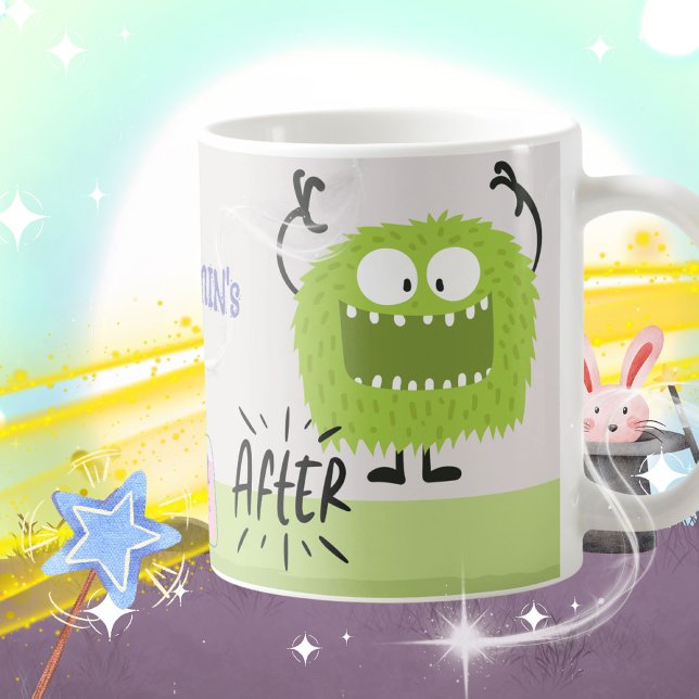 Mug Transformation de monstre magique Nom des enfants (Magical Monster Transformation Kids Name Coffee Mug ©Susanne Sachers - Sunny Mind 🌞)