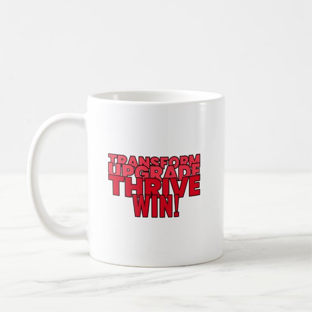 Mug Transformer. Mise à niveau. Réussir. Gagnez ! (Gauche)