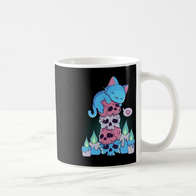 Mug Transgenre esthétique Kawaii Chat Sur Les Crânes S (Droite)