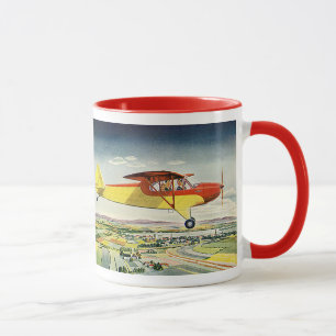 Mug Transport vintage Avion au-dessus des champs agric