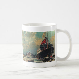 Mug Transport vintage Bateau à passagers dans le port