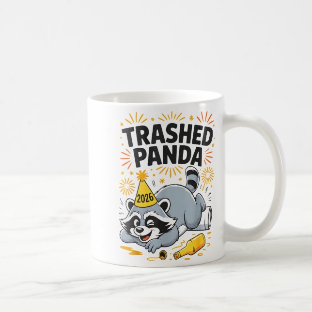 Mug Trashed Panda New Year 2026 Funny Drunk Raccoon  (Droite)