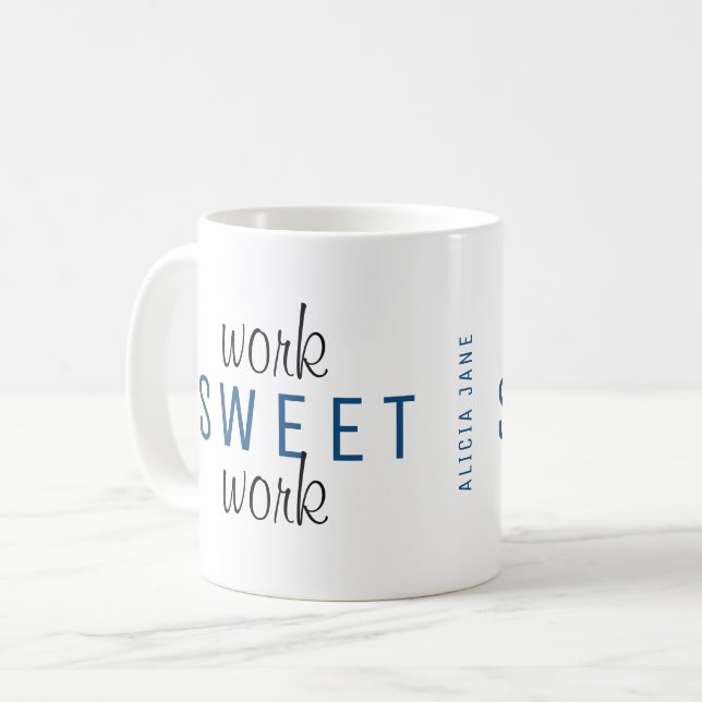 Mug Travail amusant du travail à domicile typographie  (Devant gauche)