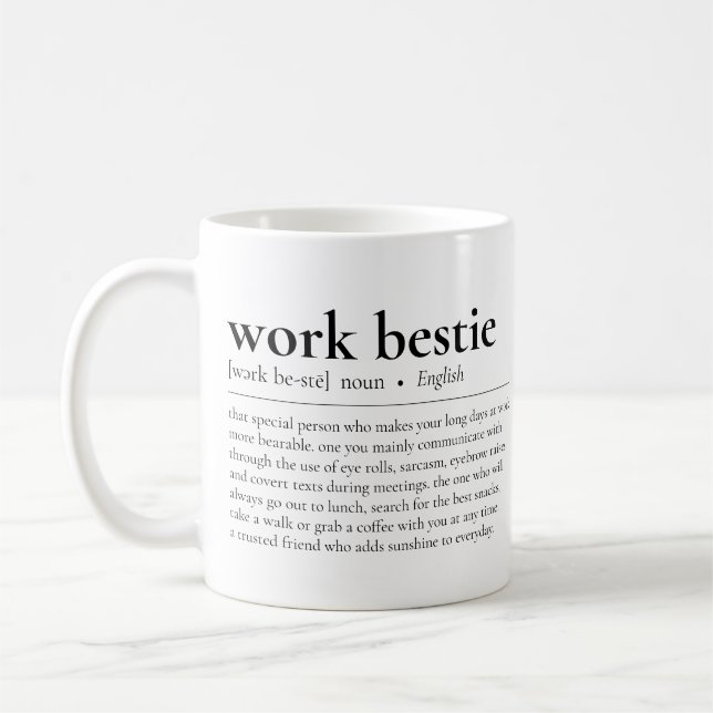 Mug Travail Bestie Définition Travail meilleur ami Cow (Gauche)