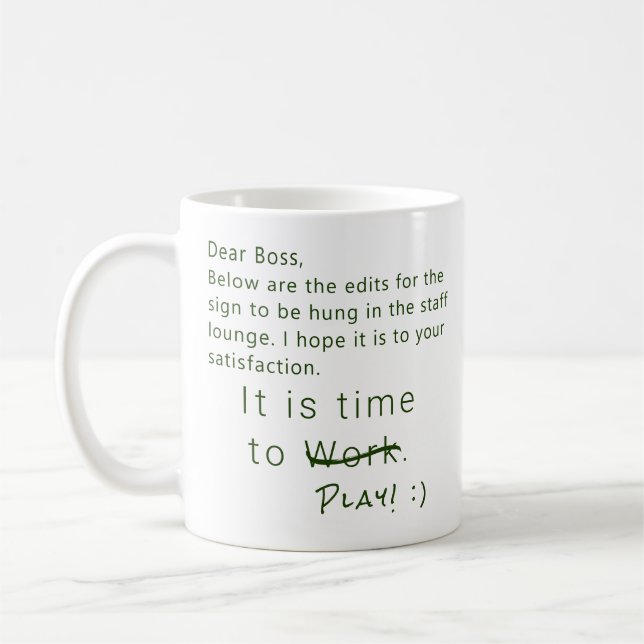 Mug Travail de bureau humoristique personnalisé Boss d (Gauche)